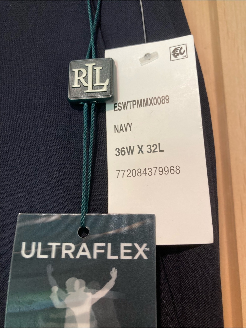 Lauren Ralph Lauren Navy Dress Pants Solid Ultraflex Cuff Hem Wool 36x32 NWT - Picture 12 of 14